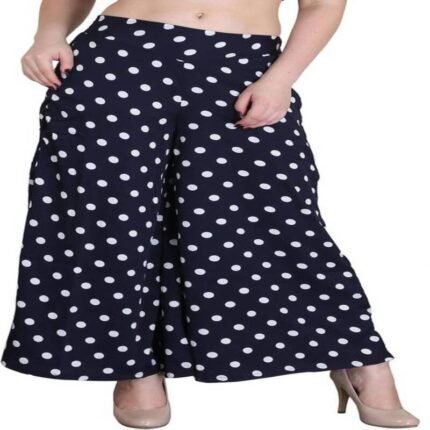 Emeros  Women Regular Fit Dark Blue, White Crepe Trousers