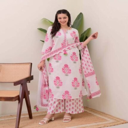 Women Viscose Rayon Kurta Palazzo Dupatta Set