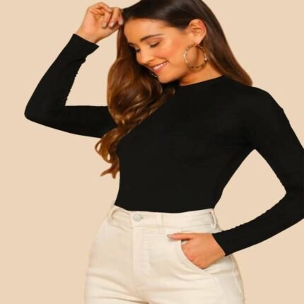 FamBee  Casual Regular Sleeves Solid Women Black Top