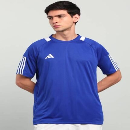 REEBOK Solid Men Polo Neck Blue T-Shirt