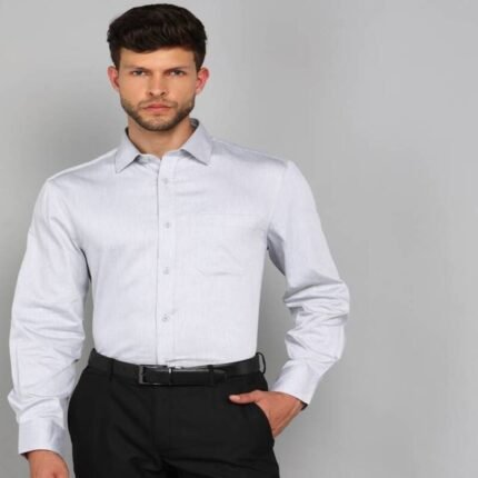 MARKS & SPENCER Men Solid Formal Grey Shirt