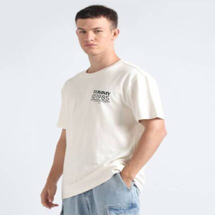 TOMMY  1985 Printed Men Round Neck White T-Shirt