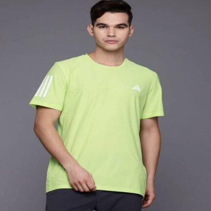 ADIDAS  Men Solid Crew Neck Polyester Green T-Shirt
