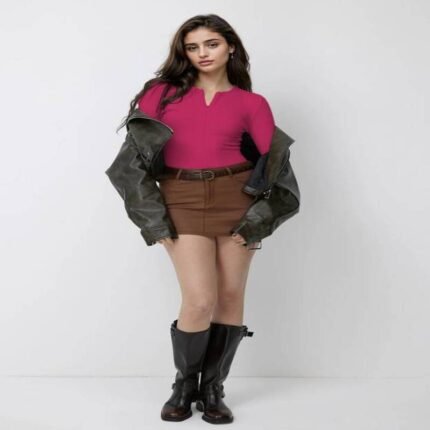 French Connection Casual Full Sleeve Striped Women Pink Top