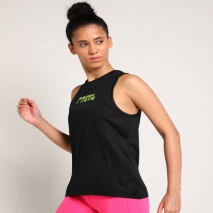 PROWL By Tiger Shroff Women Solid Round Neck Polyester Black T-Shirt