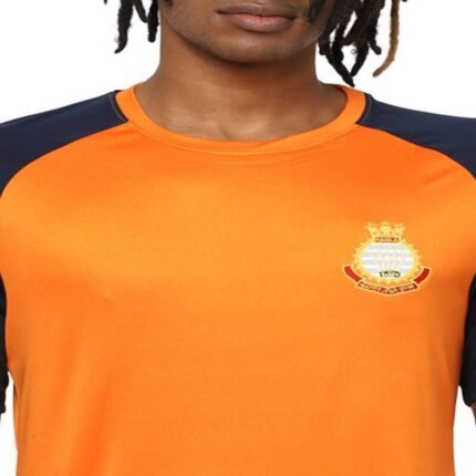 Levi Men Colorblock Round Neck Polyester Orange T-Shirt