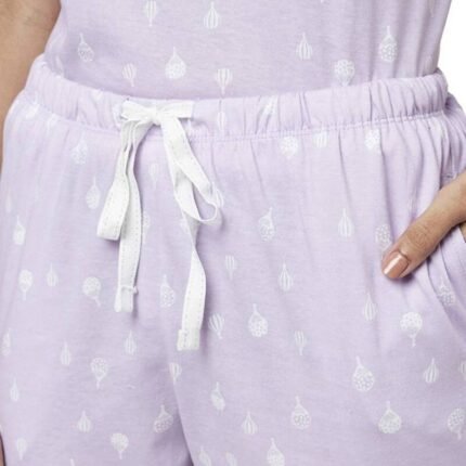 "pantaloons   Pantaloons Women Top &Pyjama ma Set Purple Printed