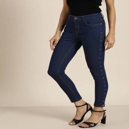ALL ABOUTS  Women Skinny Mid Rise Dark Blue Jeans